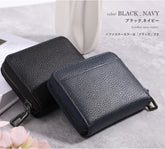 LIZDAYS 真皮迷你銀包 風琴式圓形拉鍊/附卡槽 /黑色 STY007