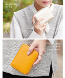 LIZDAYS 真皮迷你銀包 風琴式圓形拉鍊/附卡槽 /芥末黃色 STY003