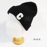 針織帽 字母標誌 人氣的C 針織羅紋帽 / 黑色 STR001