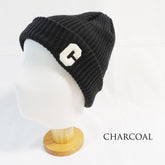 針織帽 字母標誌 人氣的C 針織羅紋帽 / 木炭色 STR002
