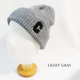 針織帽 字母標誌 人氣的C 針織羅紋帽 / 淺灰 STR004