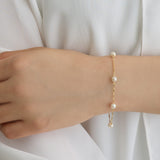 【大熱銷商品】【日本製】 女裝五枚珍珠手鏈 MLD005