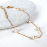 【大熱銷商品】【日本製】 女裝五枚珍珠手鏈 MLD005