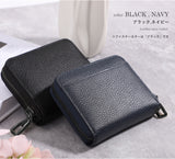 LIZDAYS 真皮迷你銀包 風琴式圓形拉鍊/附卡槽 /海軍藍色 STY006