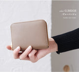 LIZDAYS 真皮迷你銀包 風琴式圓形拉鍊/附卡槽 /灰米色 STY001