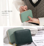 LIZDAYS 真皮迷你銀包 風琴式圓形拉鍊/附卡槽 /天藍色 STY004