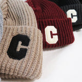 針織帽 字母標誌 人氣的C 針織羅紋帽 / 木炭色 STR002