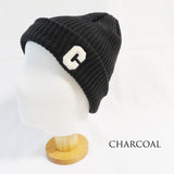 針織帽 字母標誌 人氣的C 針織羅紋帽 / 木炭色 STR002