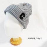 針織帽 字母標誌 人氣的C 針織羅紋帽 / 淺灰 STR004