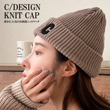 針織帽 字母標誌 人氣的C 針織羅紋帽 / 木炭色 STR002