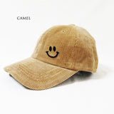 人氣商品 燈芯絨風格製作的微笑刺繡帽 焦糖色 STR010