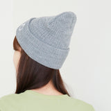 可愛的針織帽 繡花笑臉圖案 /黑色 STR014