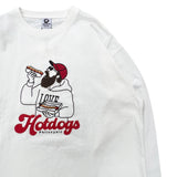 ★正品★ 髭佐賀毛氈刺繡長袖T卹 /白色 ZHB006