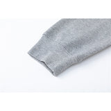 新款圓領帽長袖T 男女皆宜 復古印花/灰色 SBY007